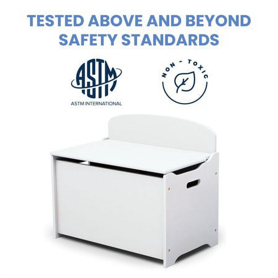 Delta Children MySize Deluxe Toy Box Kid's Room Storage Chest, Bianca White