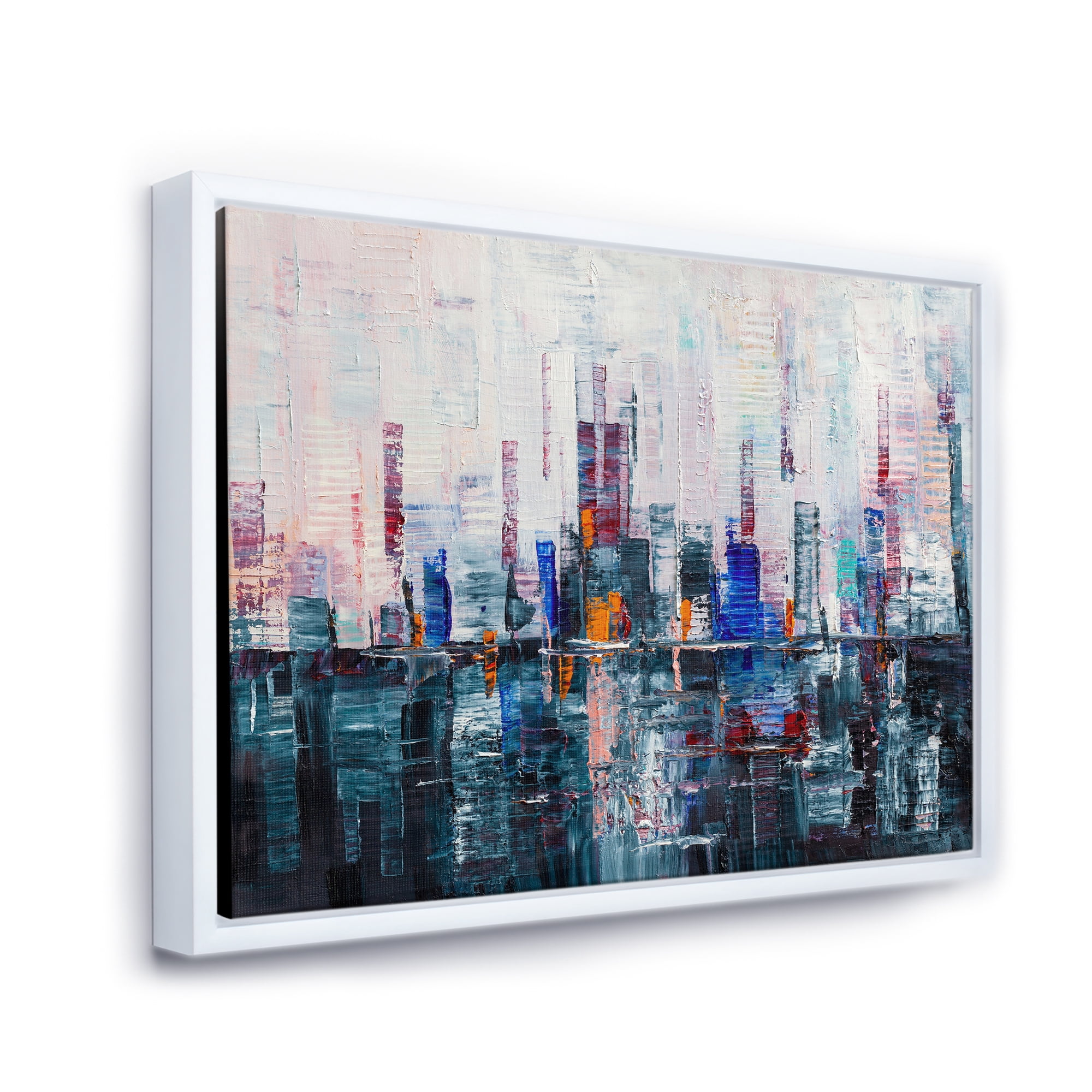 Designart 'Modern Abstract City Skyscrapers' Modern Framed Canvas Wall Art Print