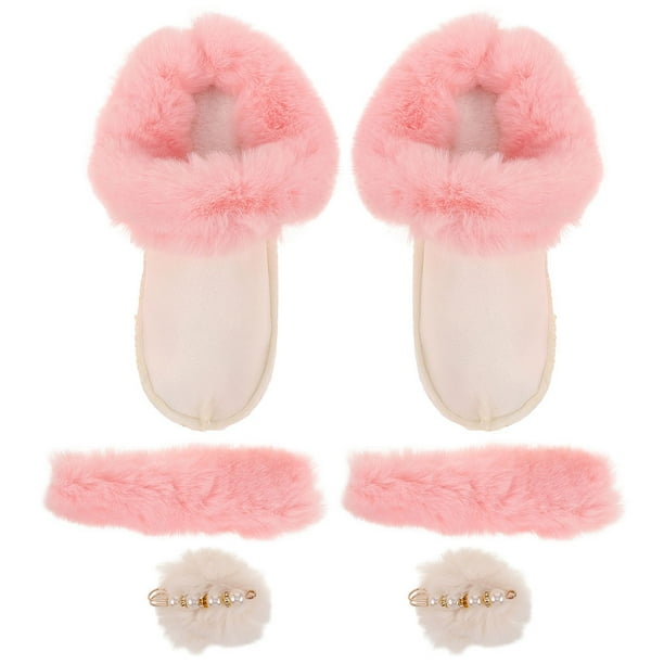 1 juego de forros cálidos para zapatos, pantuflas de felpa con bandas y pompón para zapatos, plantillas de repuesto para zapatos de invierno, tallas 40-41