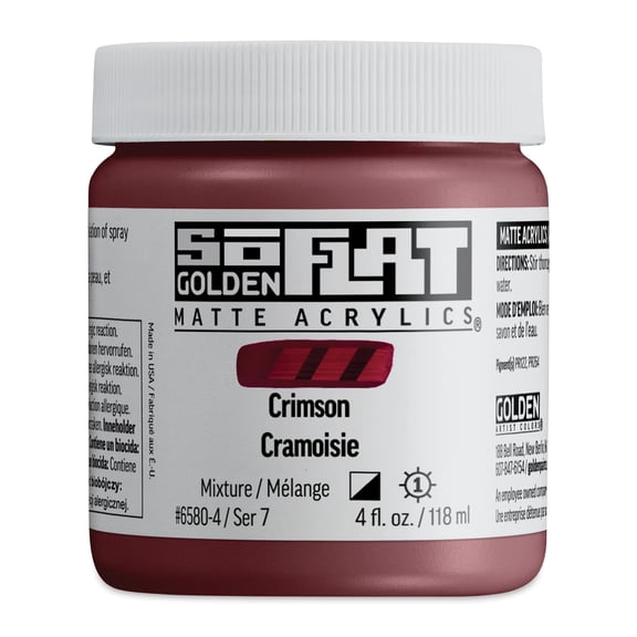 Golden SoFlat Matte Acrylic Paint - Crimson, 118 ml, Jar