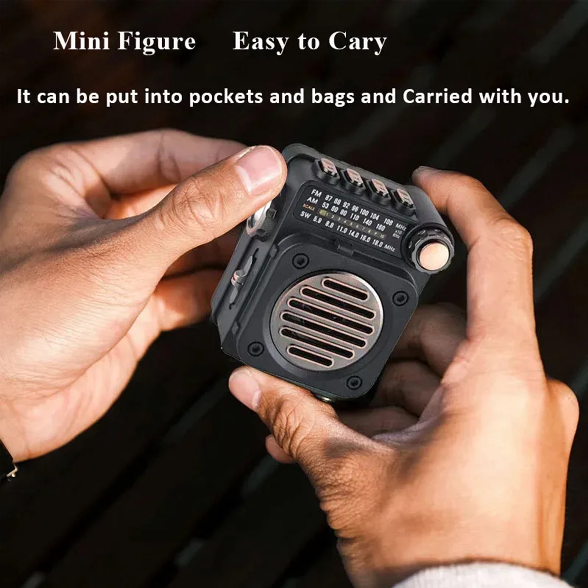Portable Radio FM AM SW, Bluetooth Retro Radio, Handheld Transistor Radio with Bright Torch Light, Analog Tuning Knob, Vintage Decor Radio Support TF Card, USB Charging, Gifts for Friends Family