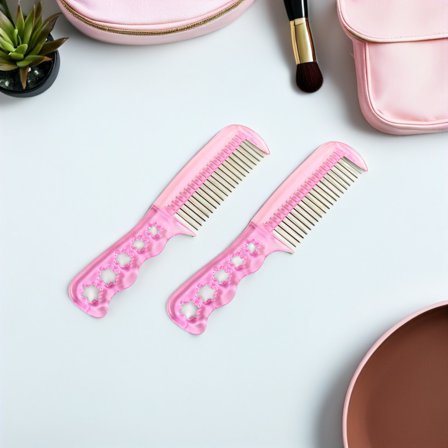 WRITWAA Doll Brush Pink Steel 2Pcs Compact Hair Care Accessory