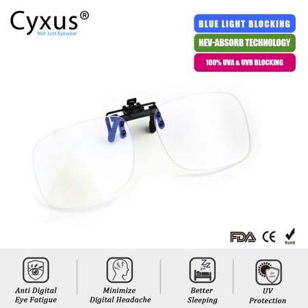 Cyxus Blue Light Filter(Clip-on)Transparent Lens Computer Eyewear,Anti Eye Strain Block UV Unisex (Best Blue Light Blocking Reading Glasses)