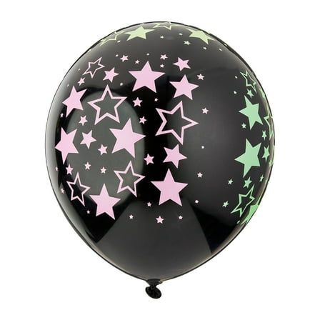 12" Black Neon Star Blacklight Reactive Glow Latex Balloons, 10 Count, by Way To Celebrate