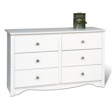 Kingfisher Lane Traditional Wood Bedroom 6 Drawer Double Dresser in White