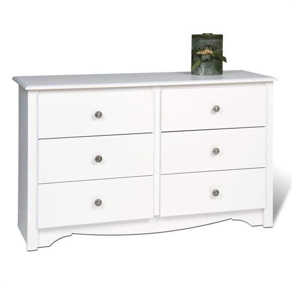 Kingfisher Lane Traditional Wood Bedroom 6 Drawer Double Dresser in White