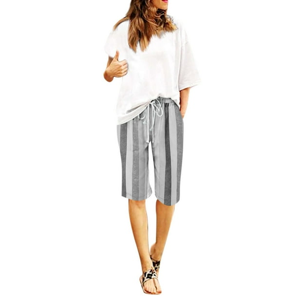 Ketyyh-chn99 Women Pants Casual 2024 Summer Trousers Capri Pants for Women  Gray,L 