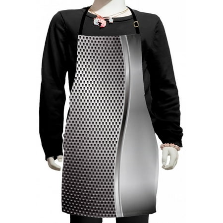 

Grey Kids Apron Cool Background with Square Shaped Grid Speaker Featured Industrial Iron Design Print Boys Girls Apron Bib with Adjustable Ties for Cooking Baking Painting Grey by Ambesonne