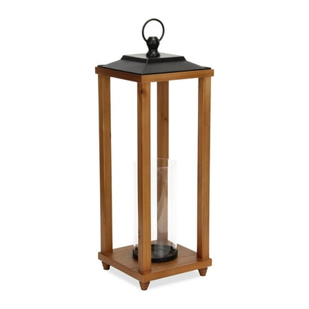 Contemporary Home Living Large Open Side Candle Lantern with Glass Insert - 24"