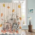 thumbnail image 3 of Fabric Shower Curtain Fall Thanksgiving Watercolor Pumpkin Leaves Linen Shower Curtains with 12 Hooks Waterproof Machine Washable Bath Curtains for Bathroom, 72 x 96in, 3 of 6