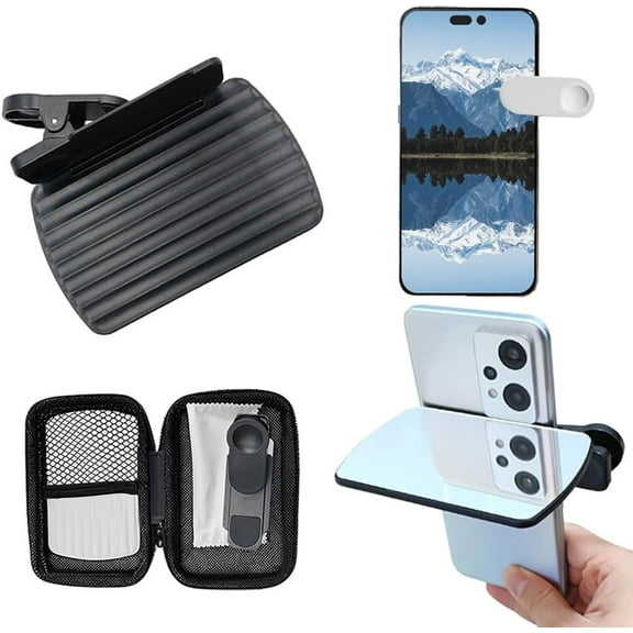 Smartphone Camera Mirror Reflection Clip Kit, 2025 New 2-in-1 Adjustable Selfie Reflector for Travel Photography, Fits All Phones