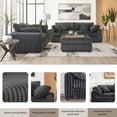 thumbnail image 6 of Roundhill Furniture Belvoir 3-Piece Living Room Set, Sofa Loveseat and Ottoman, Charcoal, 6 of 14