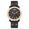 thumbnail image 1 of Reloj para hombre Correa de cuero de PU Reloj de pulsera de cuarzo de negocios para hombre con esfera redonda grande (Negro), 1 of 3