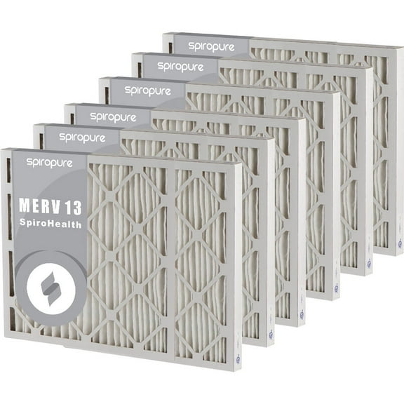 SpiroPure 15x30x2 MERV 13 Pleated Filter Air Filters - Made in USA (6 Pack)