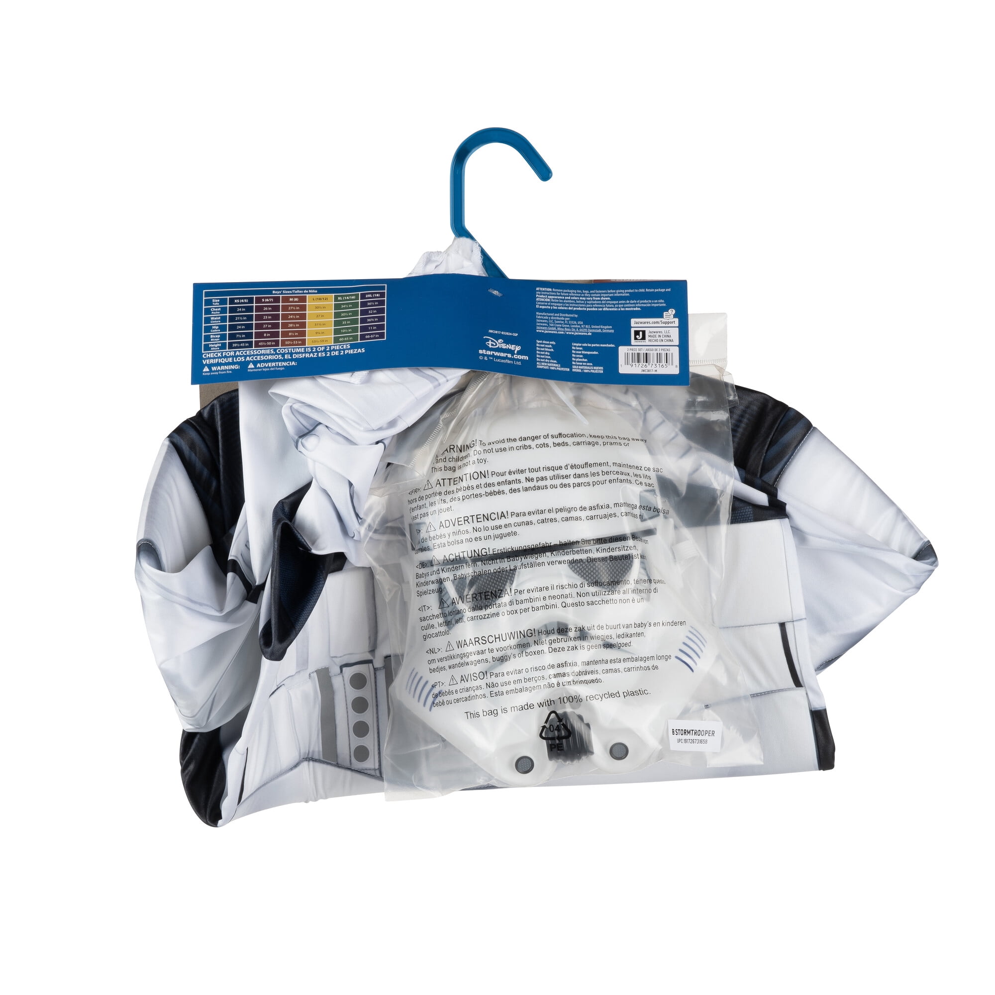STAR WARS Stormtrooper Official Boys Youth Halloween Costume Medium - Padded Jumpsuit with Plastic Mask and Reflective Torso
