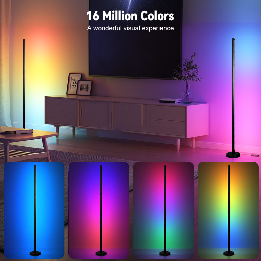 LED Corner Floor Lamp, LED Corner Lamp with App and Remote Control, RGB 16 Million DIY Colors & 68+ Scene, Music Sync, Color Changing Smart Ambient Light for Living Rooms, Bedrooms, and Gaming Rooms