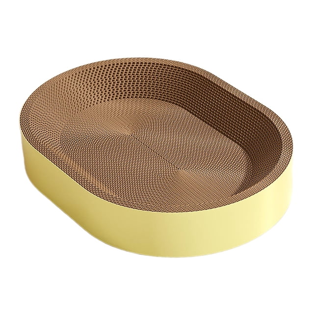 DOLITY Cat Scratcher Cardboard Scratch Pad Nest Lounge Sleeping for Indoor Cats Furniture Protector Rest Corrugated Scratching Board L Yellow