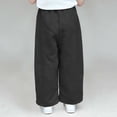thumbnail image 6 of Kids Summer Wide Leg Pants Elastic Waist Oversized Casual Lightweight Breathable Trousers with Pockets Black 3-4Y, 6 of 7