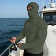 thumbnail image 2 of Mrmaere Men's UPF 50+ Sun Protection Full Face Cover Hoodie Pullover Long Sleeve Outdoor Hiking Shirt Army Green XL, 2 of 7