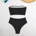 thumbnail image 4 of Arnsht Women's Plain Color Sheath High Waisted Bikini Swimsuit Two Piece Strapless Bandeau Cheeky Bathing Suits Black S, 4 of 6