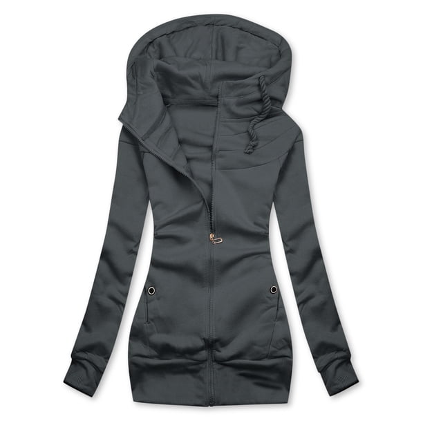 Cárdigan para mujer, abrigo de manga larga a la moda, camiseta, blusa sólida de otoño, cárdigan con capucha, abrigo con bolsillo y cremallera, Tops Odeerbi ODB-3