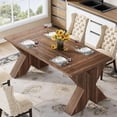 thumbnail image 4 of Tribesigns 63" Dining Table for 4-6 People, Farmhouse Wood Kitchen Table for Dining Room, Brown, 4 of 7