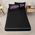 thumbnail image 4 of Manfei Monster Truck Zipper Twin Comforter Sets with Fitted Sheet and 2 Pillowcases,Neon Lights Print Zipper Bedding Set,Black,Black Reversible,4pcs, 4 of 8