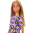 thumbnail image 3 of Muñeca Barbie, Rubia, Vestido Morado y Amarillo, Corazones, Zapatillas Plataforma, Niñas 3-7 Años, 3 of 3