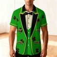 thumbnail image 2 of LYEAA Mens St.Patricks Day Shirt Collared Short Sleeve Shirt Clover Print Lightweight Button down Blouses Summer Holiday Tops, 2 of 8