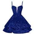 thumbnail image 2 of Lovskoo Sequin Short Dresses For Women 2025 Homecoming Dresses Sparkly Spaghetti Straps Sweet A-Line Elegant Short Prom Cocktail Dress Blue, 2 of 6