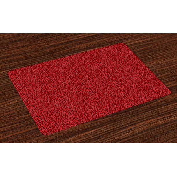 Red and Black Placemats Set of 4 Abstract Pattern in Vibrant Color with