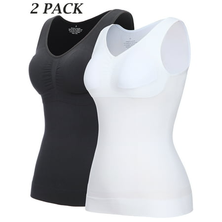 

VASLANDA Women s Cami Shaper with Built in Bra Tummy Control Smoothing Camisole Tank Top Underskirts Shapewear Body Shaper