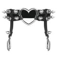 thumbnail image 4 of 1x Women Leather Double Strap Heart Garter; Leather Garter; Garter Elastic Rivet Stud Leg Garter Belt, 4 of 9