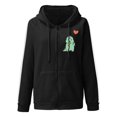 thumbnail image 3 of IROINNID Women's Casual Mid-Length Coat Print Zip Up Long Sleeve Hoodie Outwear, Black, 3 of 3