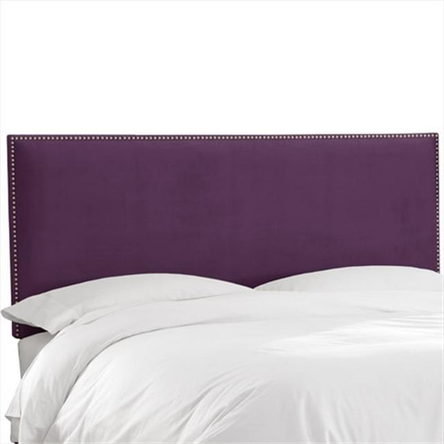 Skyline Furniture 280NB-PWVLVABR Twin Nail Button Border Headboard In Velvet Aubergine