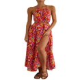 thumbnail image 3 of Women Summer Long Dress Flower Print Spaghetti Strap Holiday Dress, 3 of 9