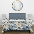 thumbnail image 3 of DESIGN ART Designart "Classic Blue Harmony Bouquet" White Cottage Bedding Set With Shams Twin, 3 of 5