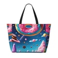 thumbnail image 2 of Pofeuu Colorful Donut Print Beach Bag,Waterproof Sandproof Beach Tote Bag, Large Capacity Foldable Beach Bags for Women, 2 of 7