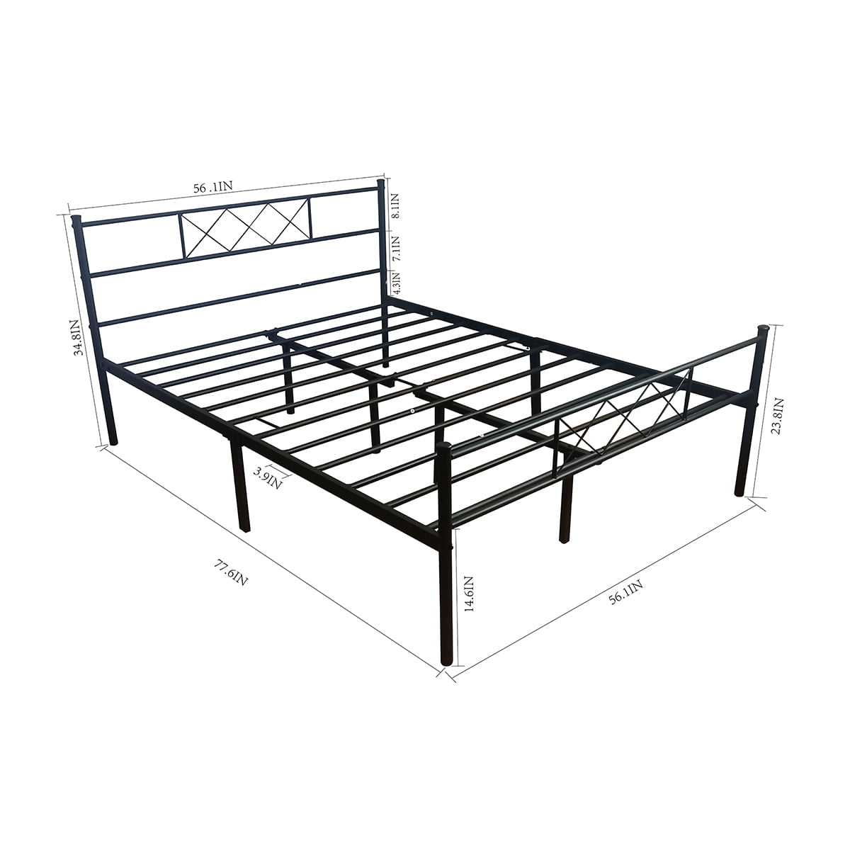Lowestbest 77.5"*55.9" Full Size Single Metal Bed Frame, Platform Bed For Adult And Children Used In Bedroom Or Dormitory, Black Lowestbest 77.5"*55.9" Full Size Single Metal Bed Frame, Platform Bed For Adult And Children Used In Bedroom Or Dormitory, Black