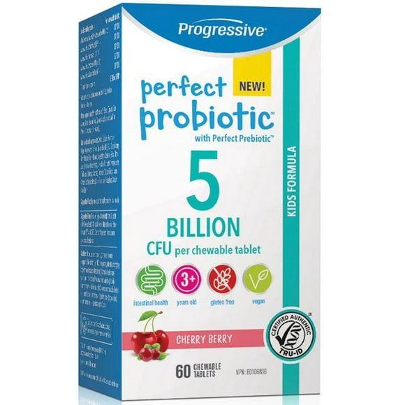 PROGRESSIVE Probiotique Parfait pour les Enfants 5 Milliards (Cerise - 60 Mâche)