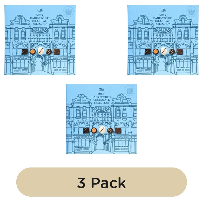 M&S Milk, Dark & White Chocolate Selection Box 300g, British Import (Pack of 3)