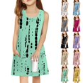 thumbnail image 1 of Teen Girls Dresses Sleeveless A-Line Dress with Print Summer Casual Wear for Kids Soft Fabric Sizes 4-12 ,Sie:160, 1 of 6