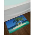 thumbnail image 2 of Seaside Bath Mat, Chair under a Palm Tree on a Small Uninhabited Tropical Island Clear Ocean, Non-Slip Plush Mat Bathroom Kitchen Laundry Room Decor, 29.5 X 17.5 Inches, Green Blue Yellow, Ambesonne, 2 of 2