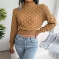 thumbnail image 2 of Vedolay Fall Sweaters for Women 2023 Womens 2023 Fashion V Neck Collared Sweaters Casual Loose Lantern Long Sleeve Tops,Khaki M, 2 of 5