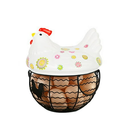 

Hen Storage Basket Iron Basket Eggs Basket Potato and Garlic Container Decoration Hotel Table Hollowed-out Container Basket