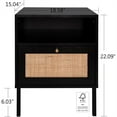 thumbnail image 2 of Bohemian Rattan Nightstand Set - 2-Piece Bedroom End Tables with Storage, 2 of 9