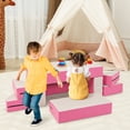 thumbnail image 4 of Costway Children Modular 6-Piece Combination Sofa Set with PU Leather Cover for Playroom Pink, 4 of 9