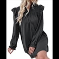thumbnail image 2 of Vestido de Mujer de Larga con Cuello Alto Holgado y Costuras con Volantes Negro M, 2 of 9