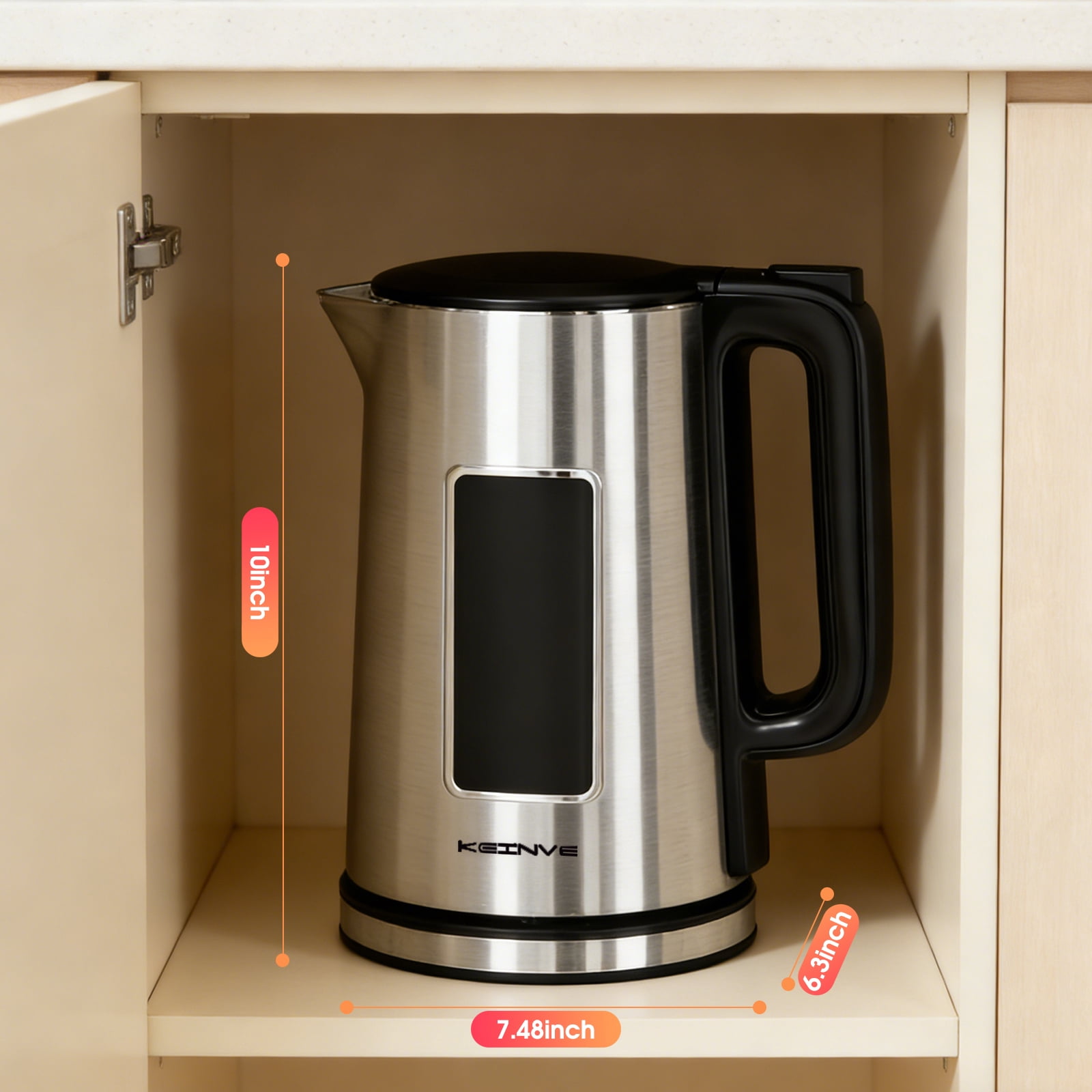 1.7L Electric Kettle, Touch Screen Water Boiler, No Plastic Interior, Double Wall, 6 Preset Temperatures, Fast Boil, and STRIX Control