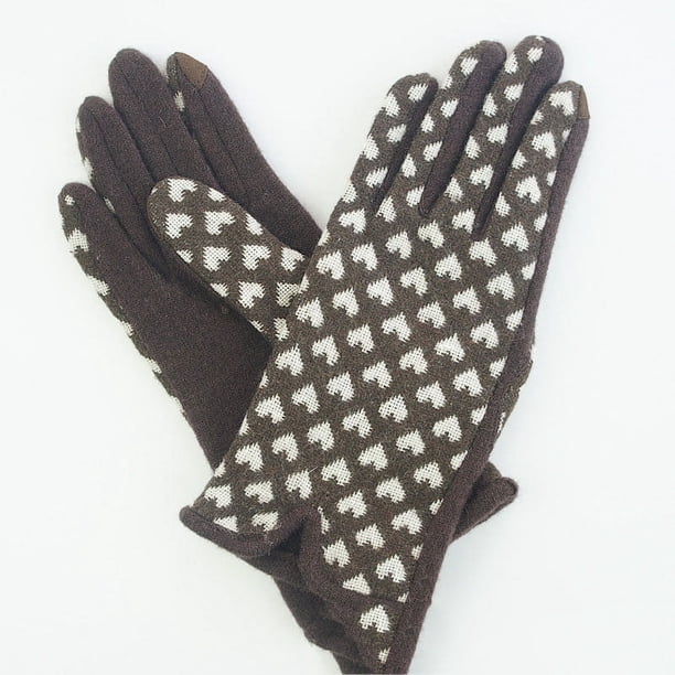 Guantes con estampado de leopardo para mujer, guantes de forro polar con pantalla táctil para dedos, mitones para mujer